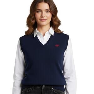 EUC Vintage Jaeger London Navy Washable Lambswool Pullover V-neck Vest Fits Wm L